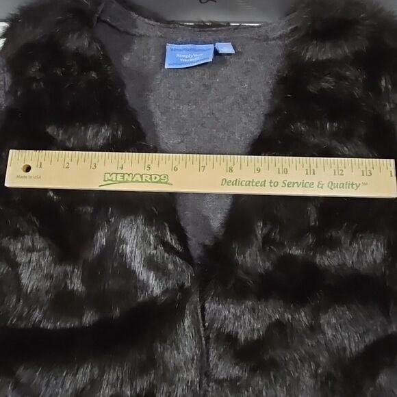 Faux Fur Wool Cardigan Sweater SzL-XL VeraWang Y2K Baddie Glam Boho Chic Preppy - Picture 5 of 16